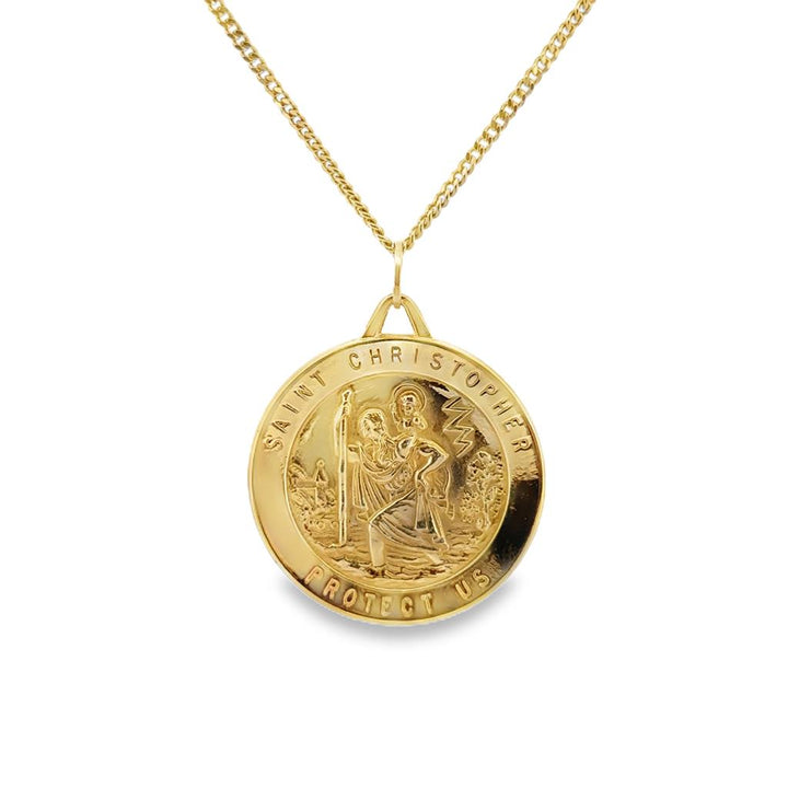 Vintage 14K Yellow Gold St. Christopher Pendant Necklace