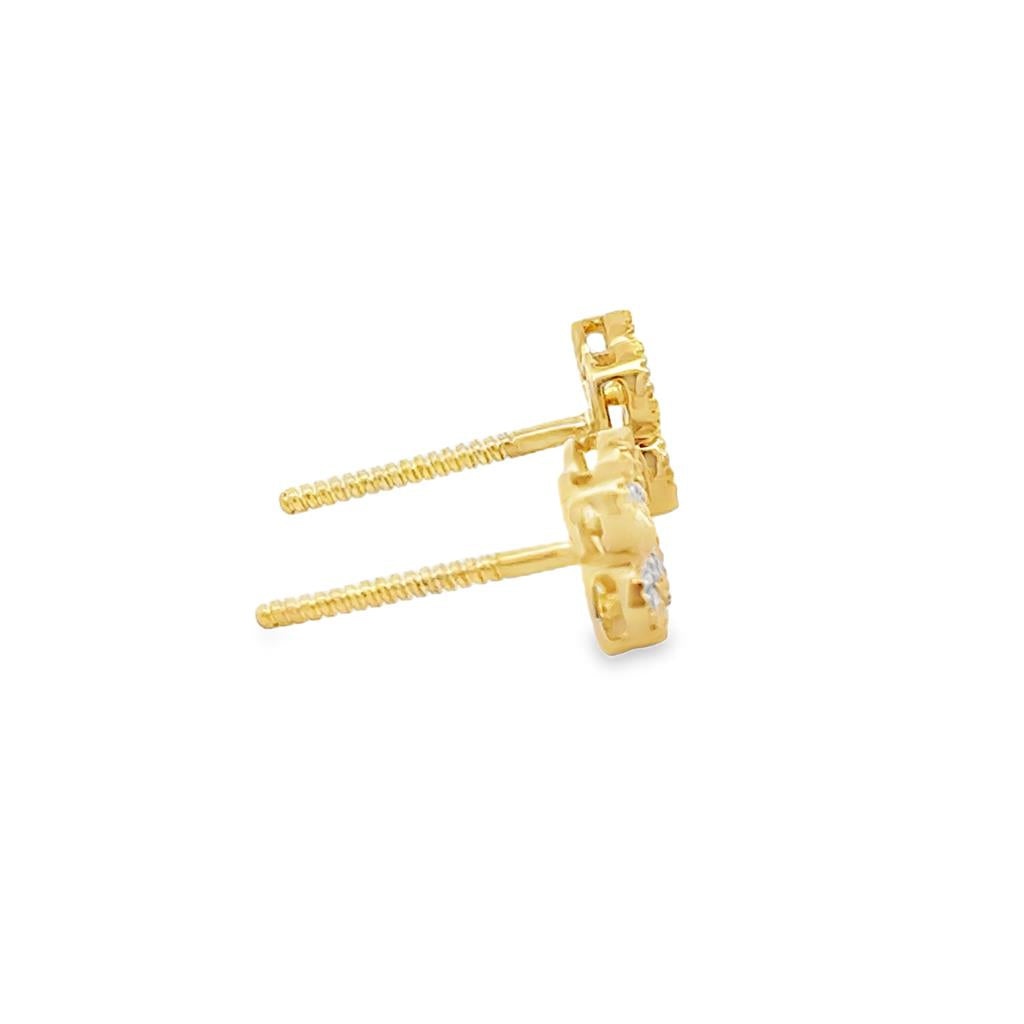 0.18 CTW Diamond 18K Yellow Gold Clover Stud Earrings