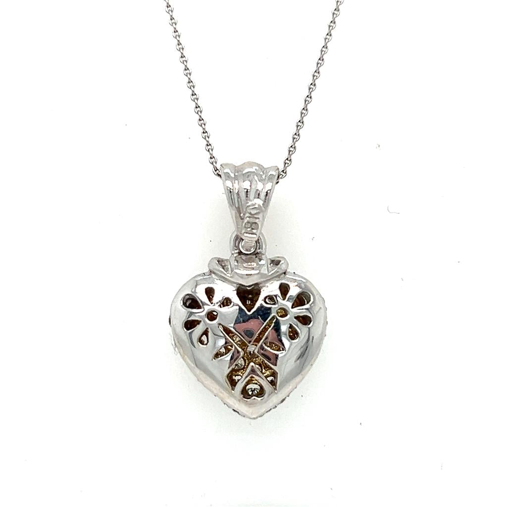 18K White Gold Heart Pendant with 1.35ct Diamonds