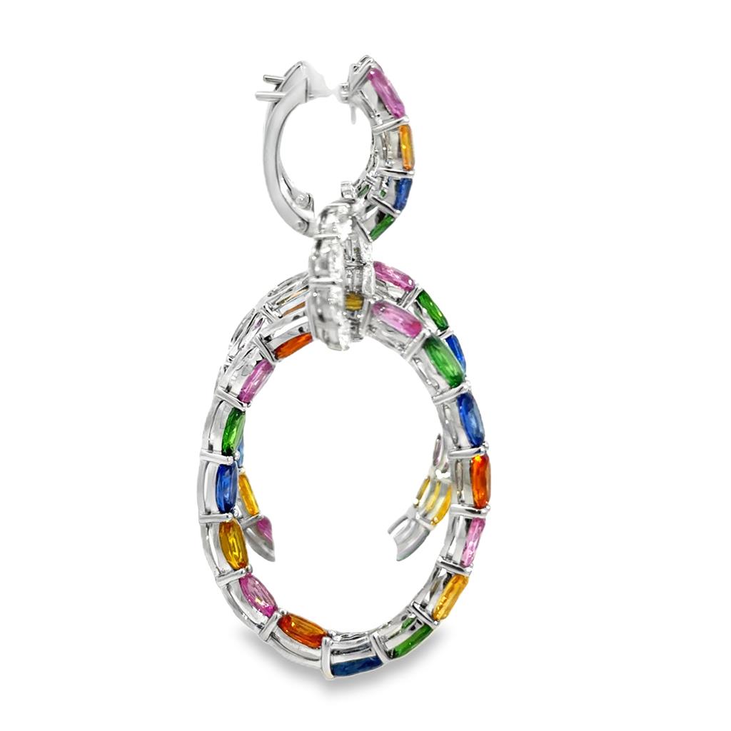Robert Procop 22.11 CTW Multi-Color Sapphire, Tsavorite & Diamond American Glamour Triple Hoop Earrings