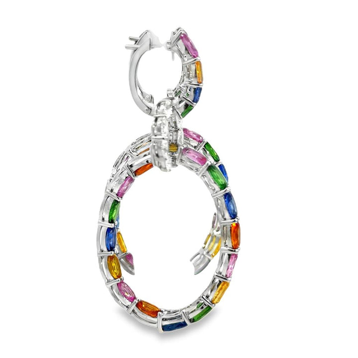 Robert Procop 22.11 CTW Multi-Color Sapphire, Tsavorite & Diamond American Glamour Triple Hoop Earrings