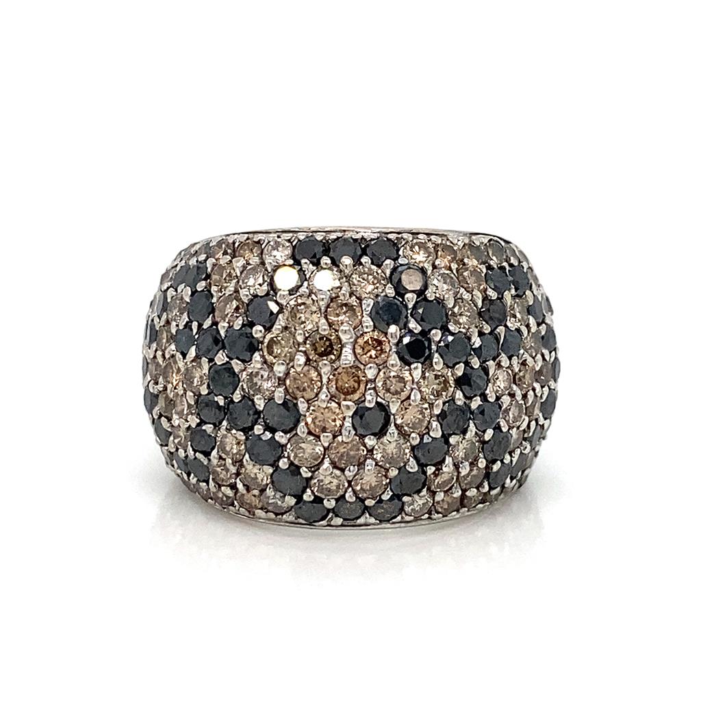 B. Kronnen Designs White, Black, and Brown Diamonds 18K White Gold Multi-Color Ring