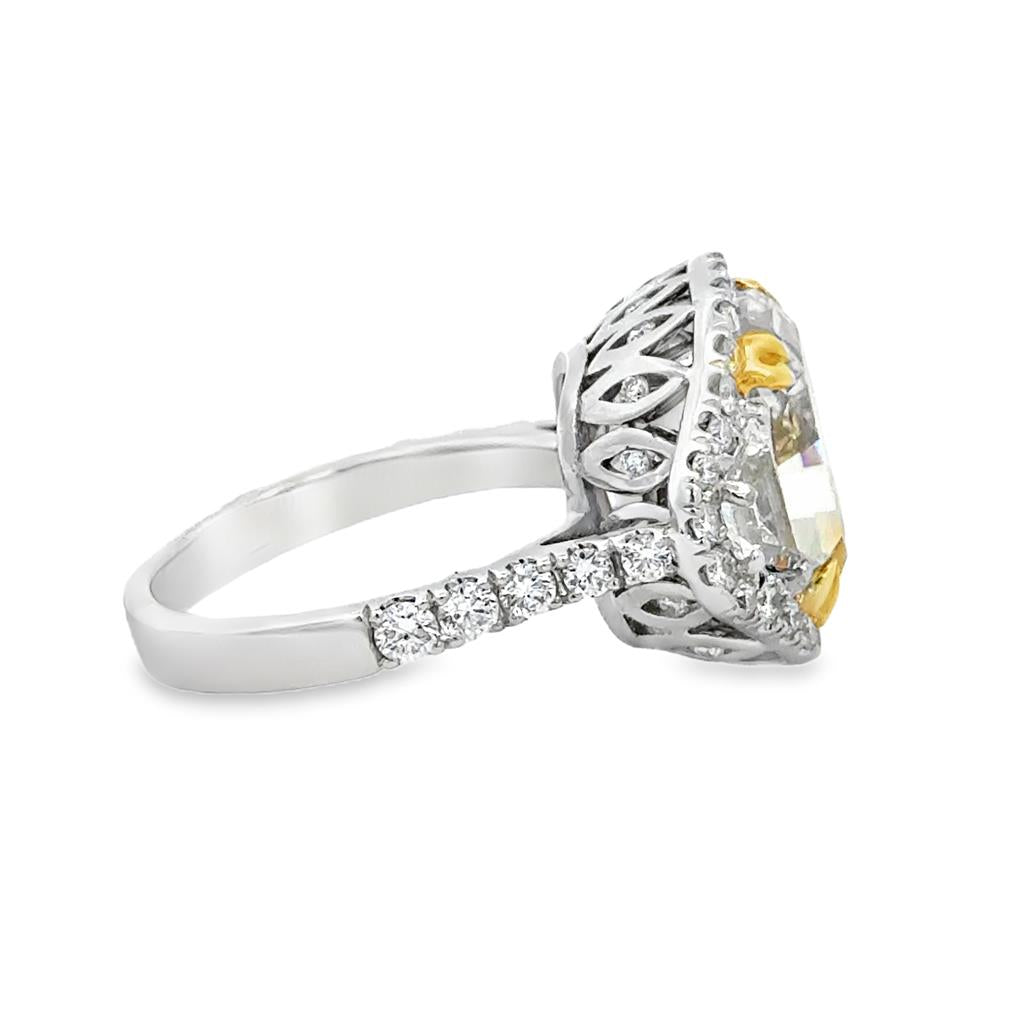 8.11 CT Fancy Yellow Diamond & 1.76 CTW Diamond 18K Two-Tone Gold Ring-GIA