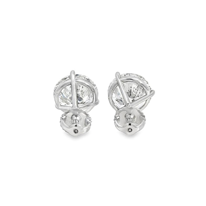 5.01 CTW Round Diamond Martini Stud Earrings – F Color SI1, EGL Certified, 3-Prong Screw Back, New