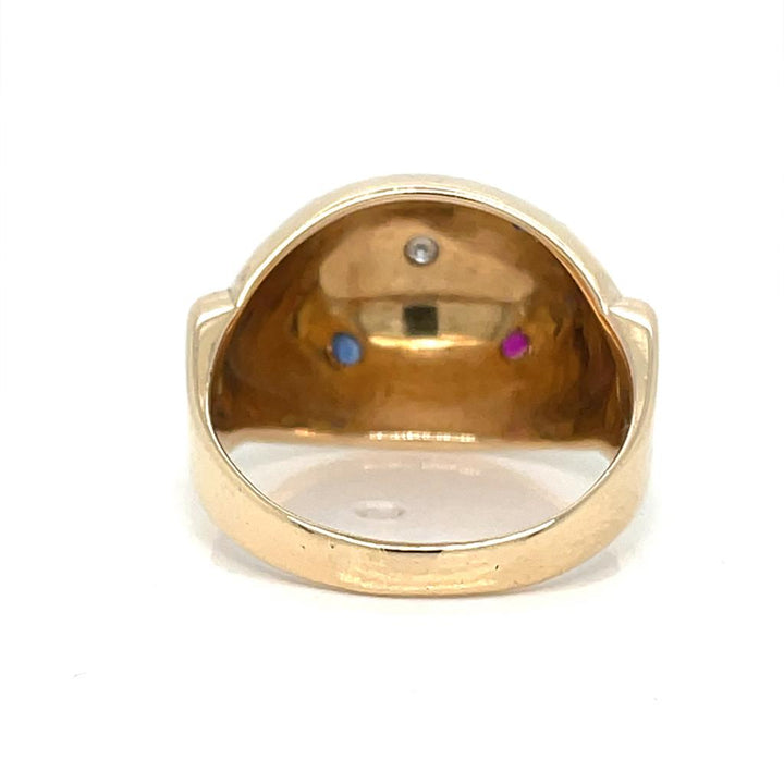 Vintage Diamond Ruby & Sapphire Dome Ring