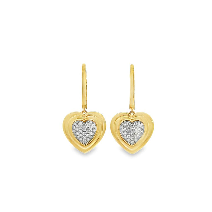0.44 CTW Diamond 18K Yellow Gold Heart Drop Earrings