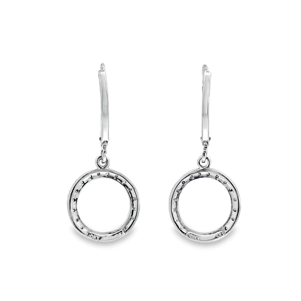 0.40 CTW Diamond Circle Drop Earrings 10K White Gold