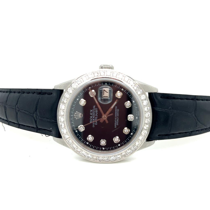 Rolex Datejust 16013 Diamond Bezel Black Dial Men's Watch