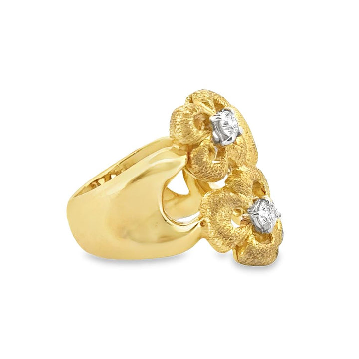 Sal Praschnik 0.35 CTW Diamonds Brushed 18K Yellow Gold Blossom Ring