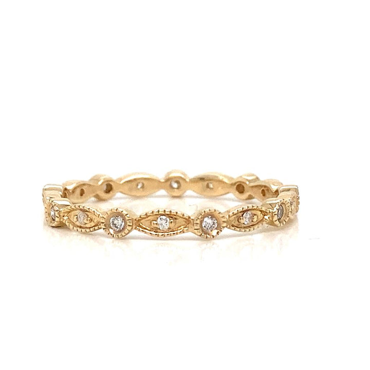 0.20 CTW Round Diamond 14K Yellow Gold Milgrain Detail Wedding Band