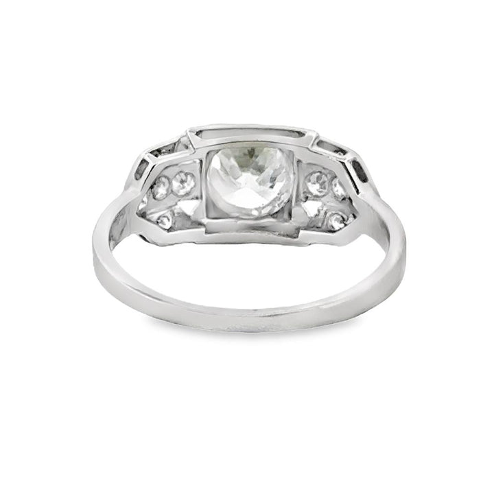 0.91 CT Old European L VS2 Diamond 0.20 CTW Round Diamonds Platinum Engagement Ring