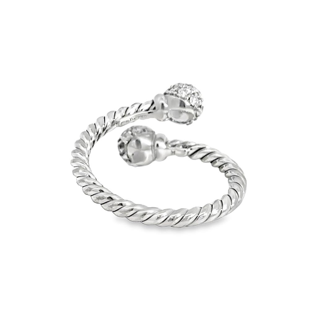 David Yurman Pave Diamond Ball Ring 18K White Gold