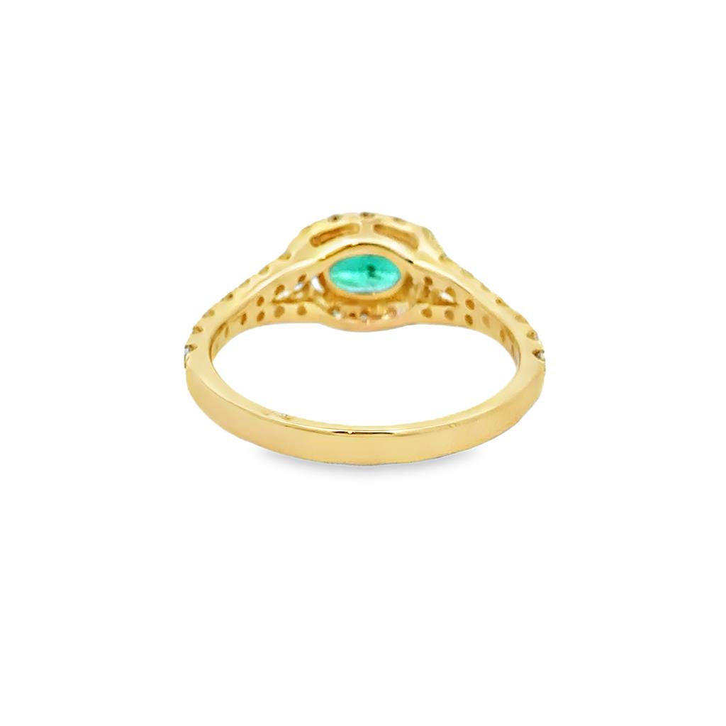 0.56 CT Oval Emerald & 0.55 CTW Diamond Halo Ring in 14K Yellow Gold
