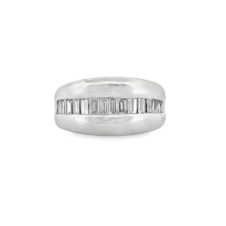 0.93 CTW Baguette Diamond 18K White Gold Ring – 10.5mm Top Width