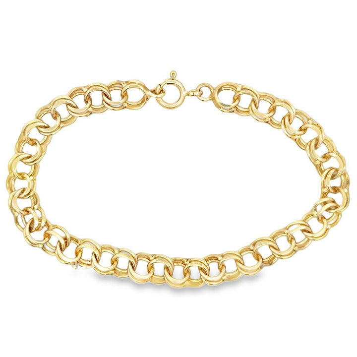 14K Yellow Gold Charm Link Bracelet 7"