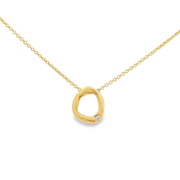 0.02 CTW Diamond 14K Yellow Gold Organic Circle Pendant Necklace