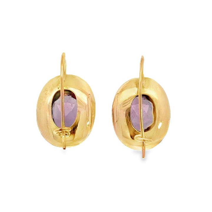 14K Yellow Gold Synthetic Alexandrite Vintage Drop Earrings