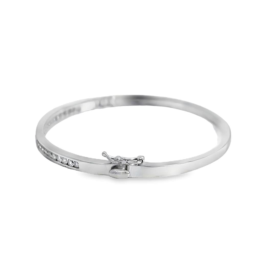 1.00 CTW Diamond 14K White Gold Bangle Bracelet
