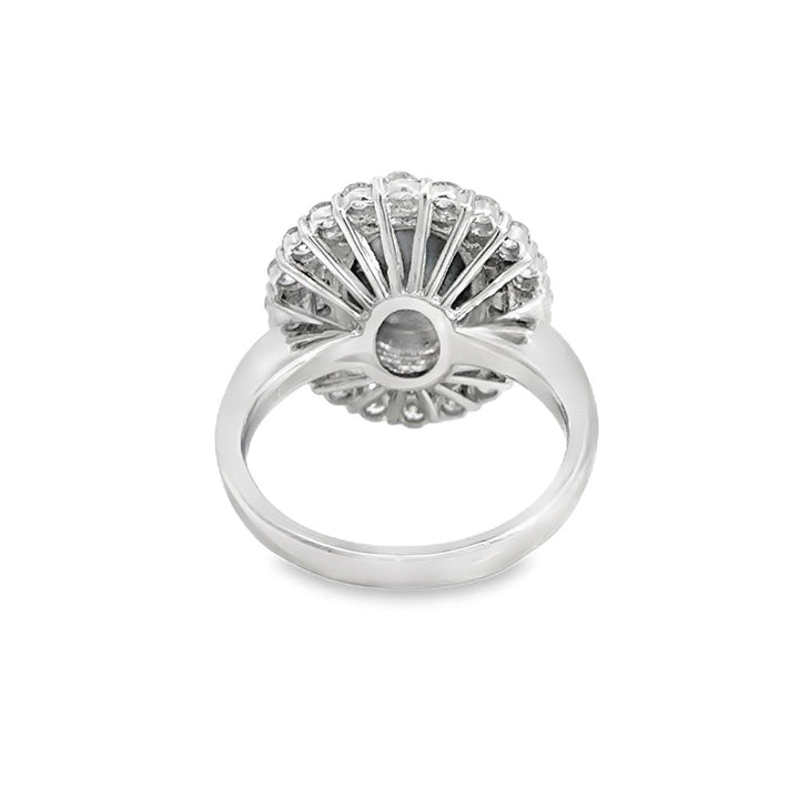 1.81 CT Australian Black Opal & 1.01 CTW Diamond Double Halo Platinum Ring