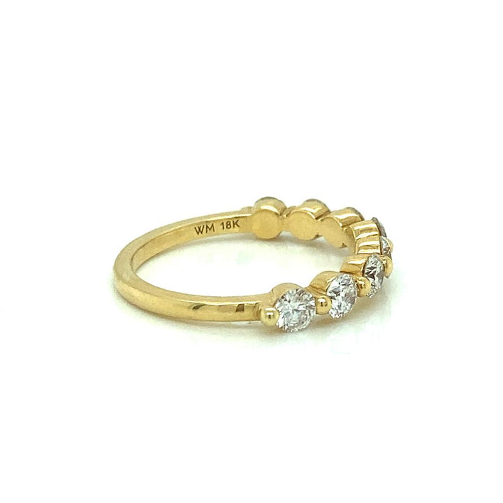 1.06 CTW Round Diamonds 18K Yellow Gold Single Shared Prong Band