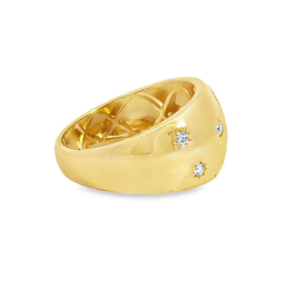 0.15 CTW Diamond 18K Yellow Gold Sunburst Dome Ring