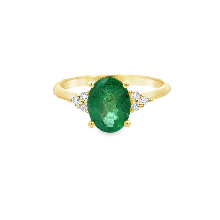 1.66 CT Oval Emerald & 0.08 CTW Diamond 14K Yellow Gold Ring