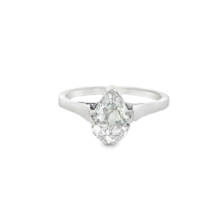 1.05 CT Pear Shape Vintage Diamond Engagement Ring in Platinum