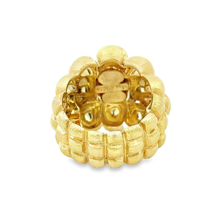 18K Yellow Gold Henri Dunay Textured Designer Ring