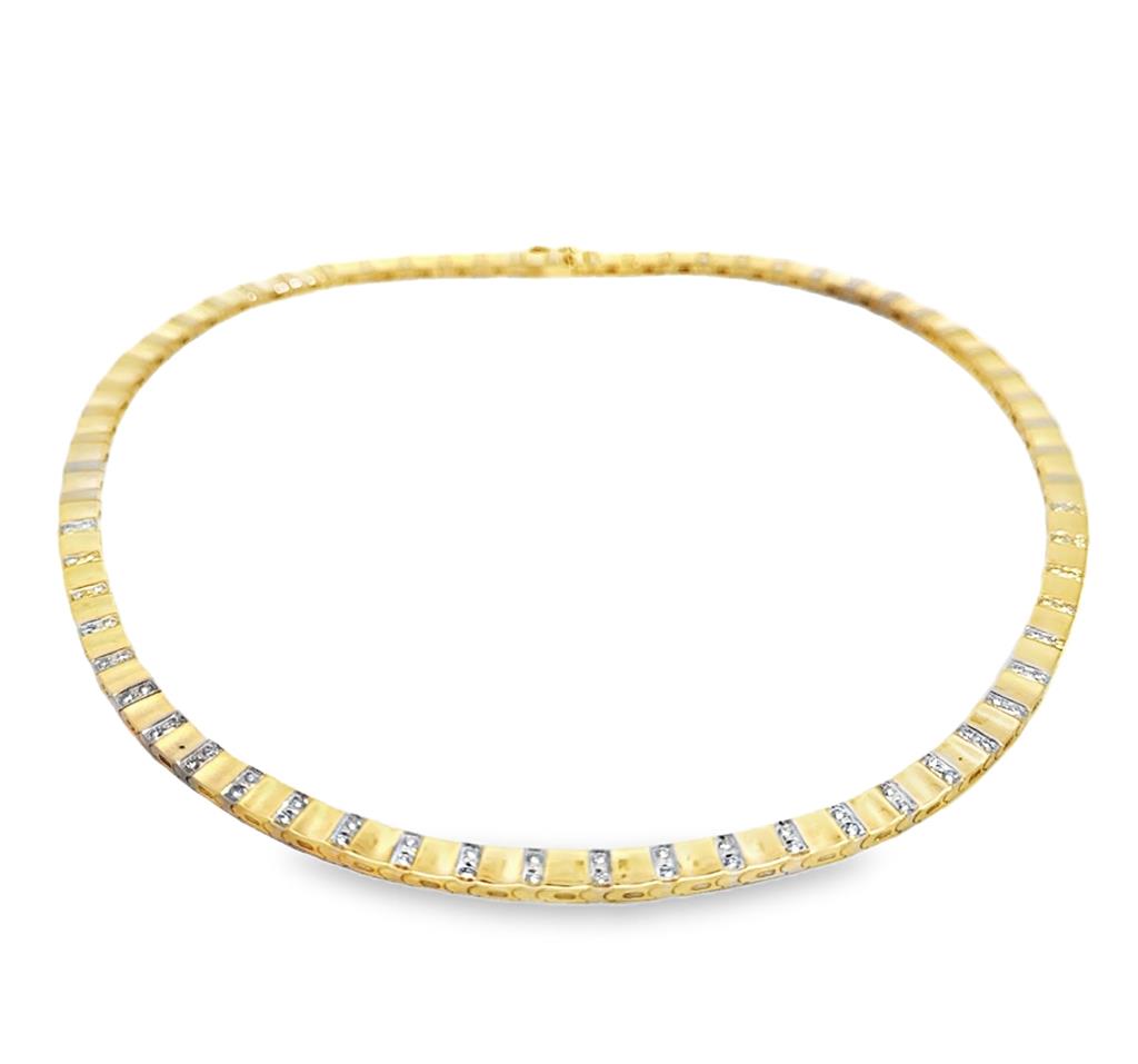 0.85 CTW Diamond 14K Yellow Gold Link Necklace – 18" Long, 5mm Wide