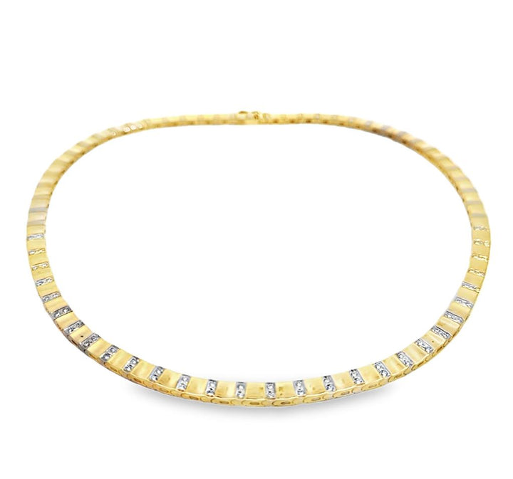 0.85 CTW Diamond 14K Yellow Gold Link Necklace – 18" Long, 5mm Wide