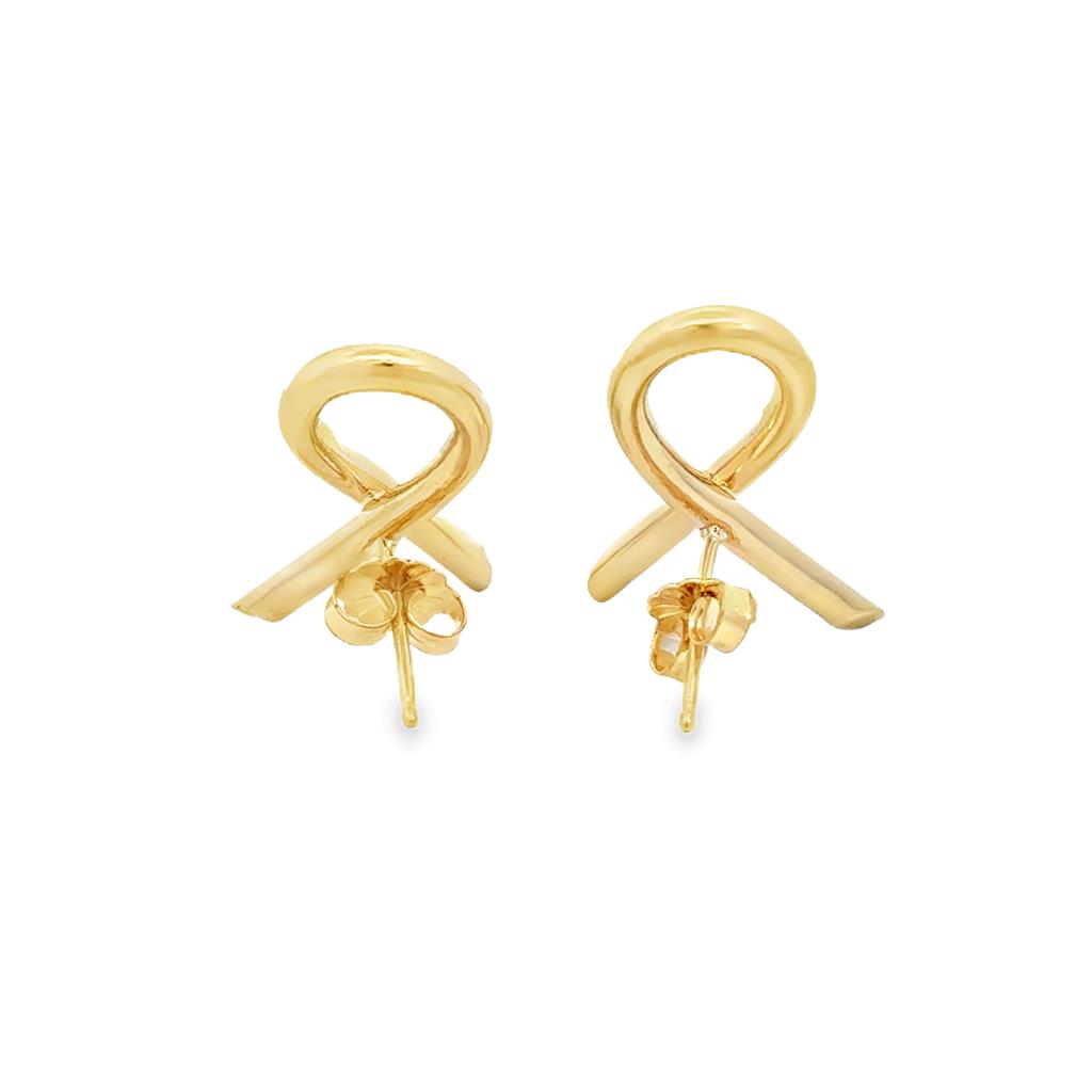 14K Yellow Gold Ribbon Earrings