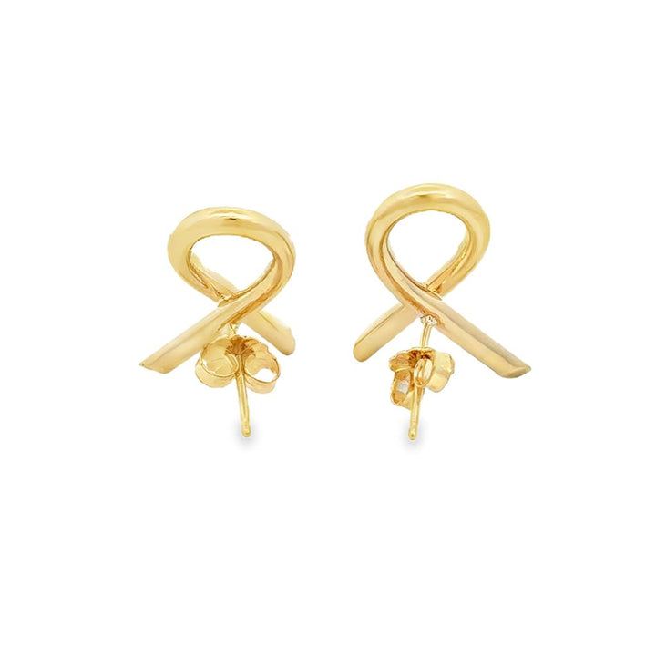 14K Yellow Gold Ribbon Earrings