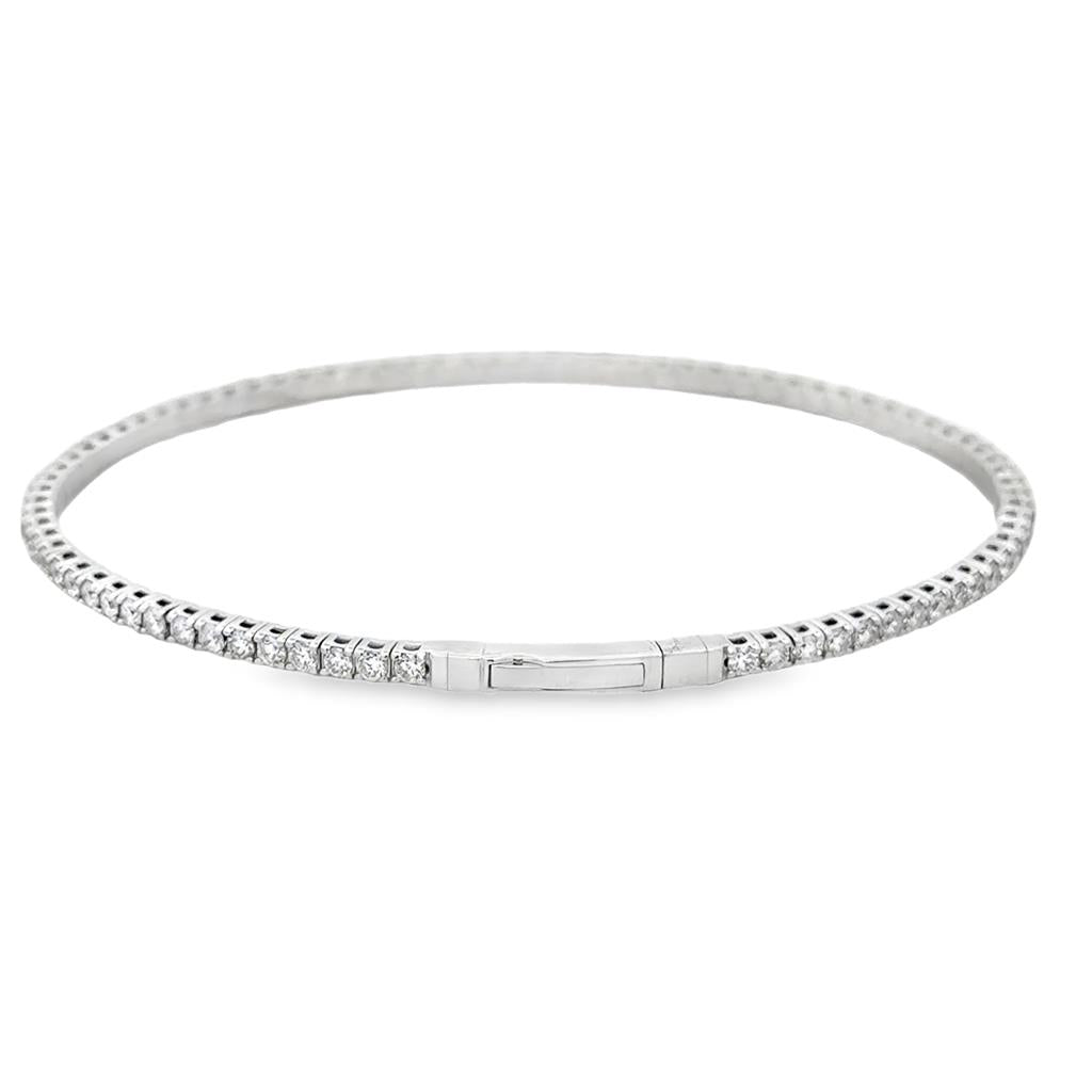 1.00 CTW Diamond Flexible Bangle Bracelet in 14K White Gold