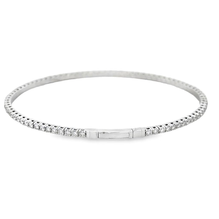 1.00 CTW Diamond Flexible Bangle Bracelet in 14K White Gold