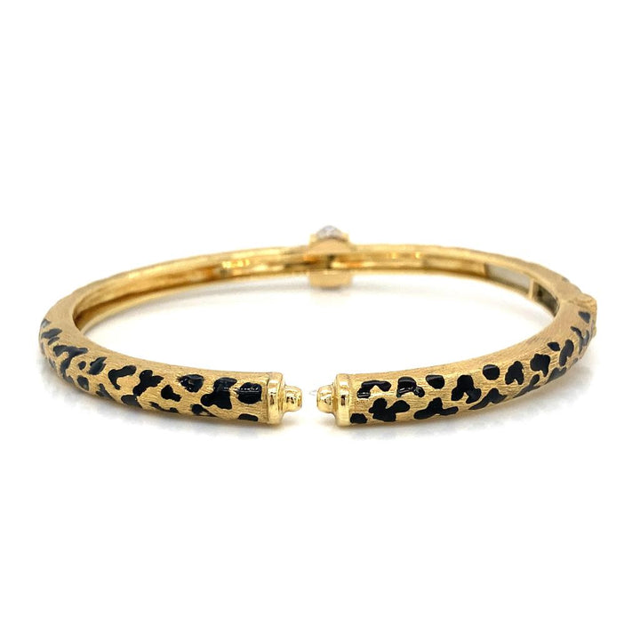 Diamond Cheetah Bangle Bracelet-18KY