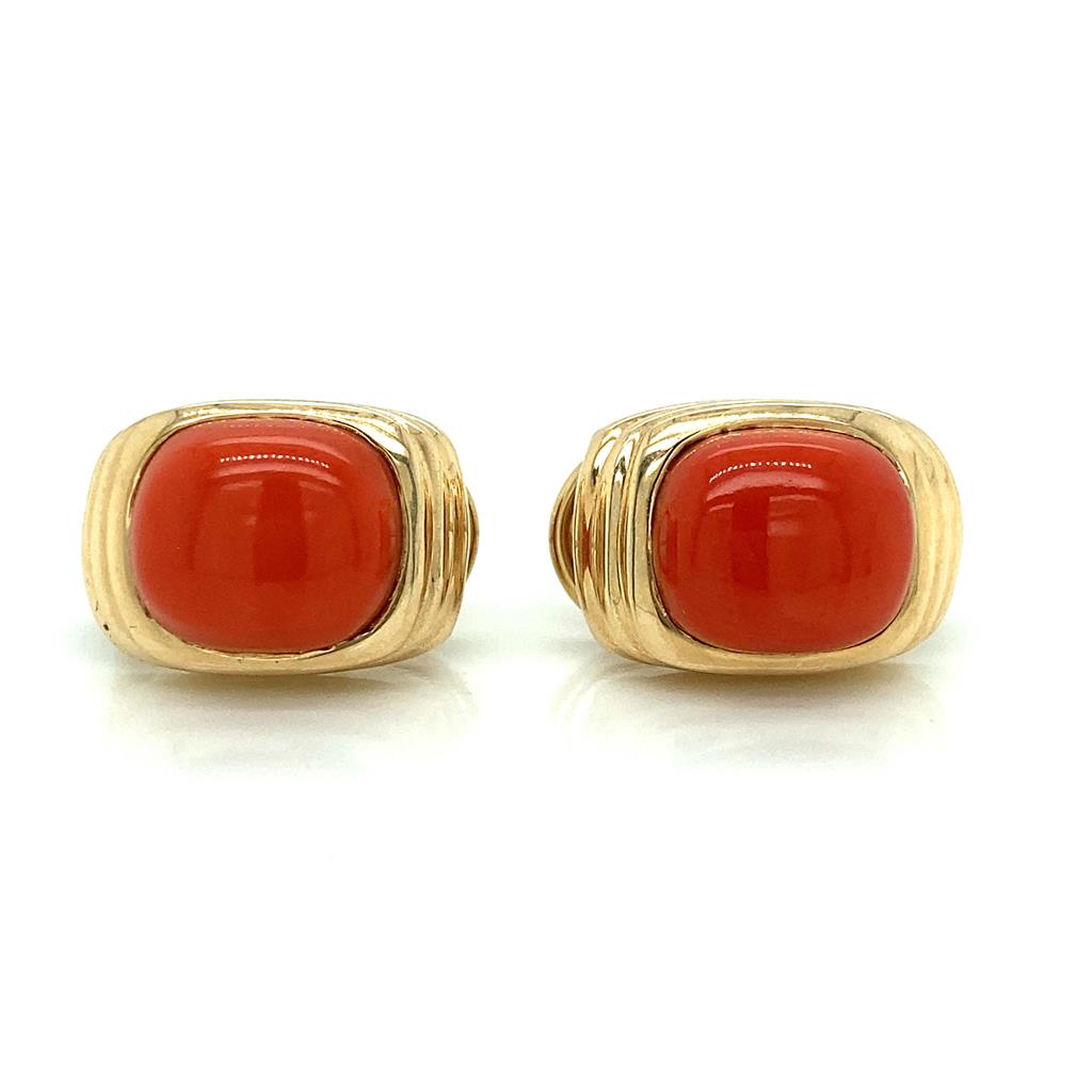 Cabochon Coral Earrings