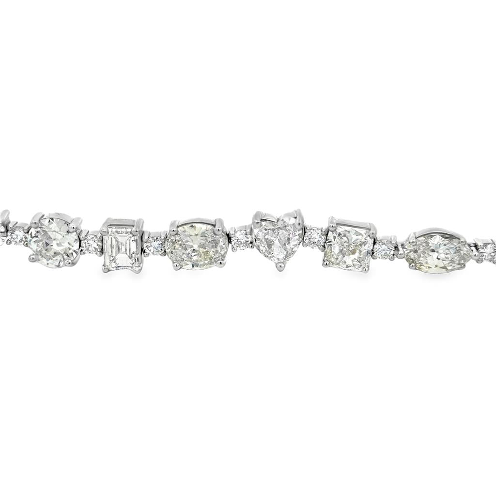19.45 CTW Diamond Multi-Shape 18K White Gold Bracelet