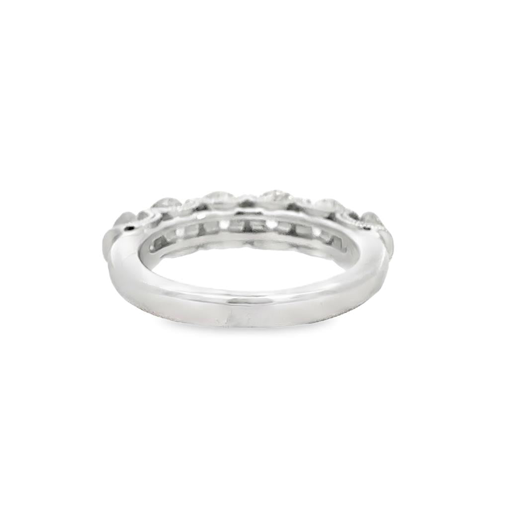1.85 CTW Diamond 14K White Gold Wide Band with Milgrain Detail