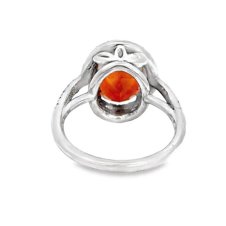 4.14 CT Dark Orange Citrine & 0.60 CTW Diamond 14K White Gold Ring