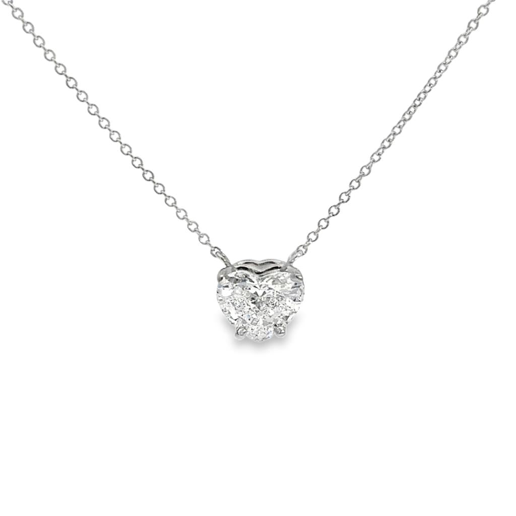 1.36 CT GIA Certified Diamond Heart Pendant Necklace in Platinum