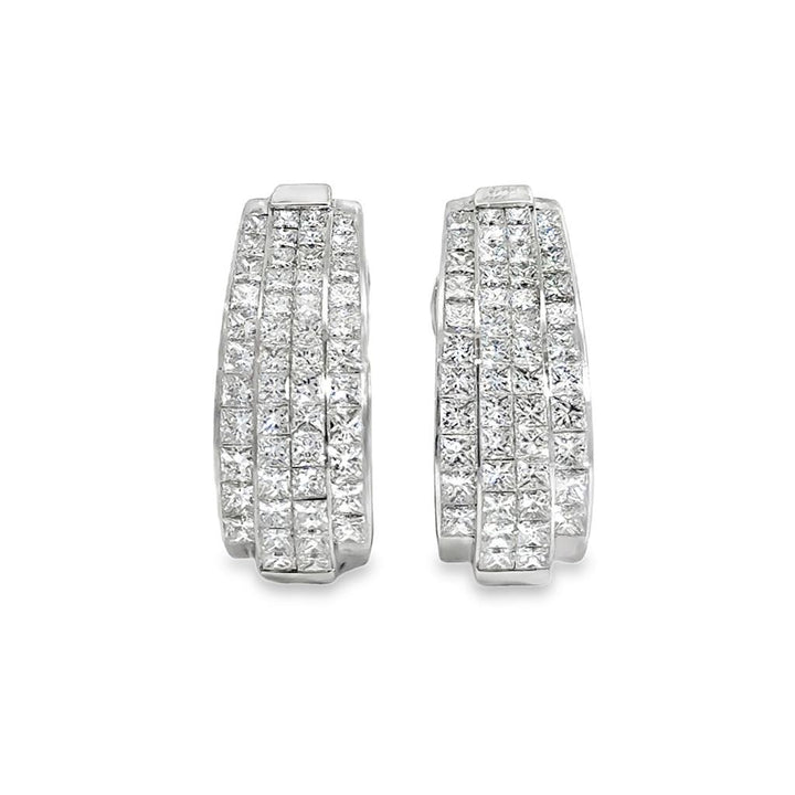 5.01ctw Diamond Princess Cut Earrings, 18K White Gold, 19.71g