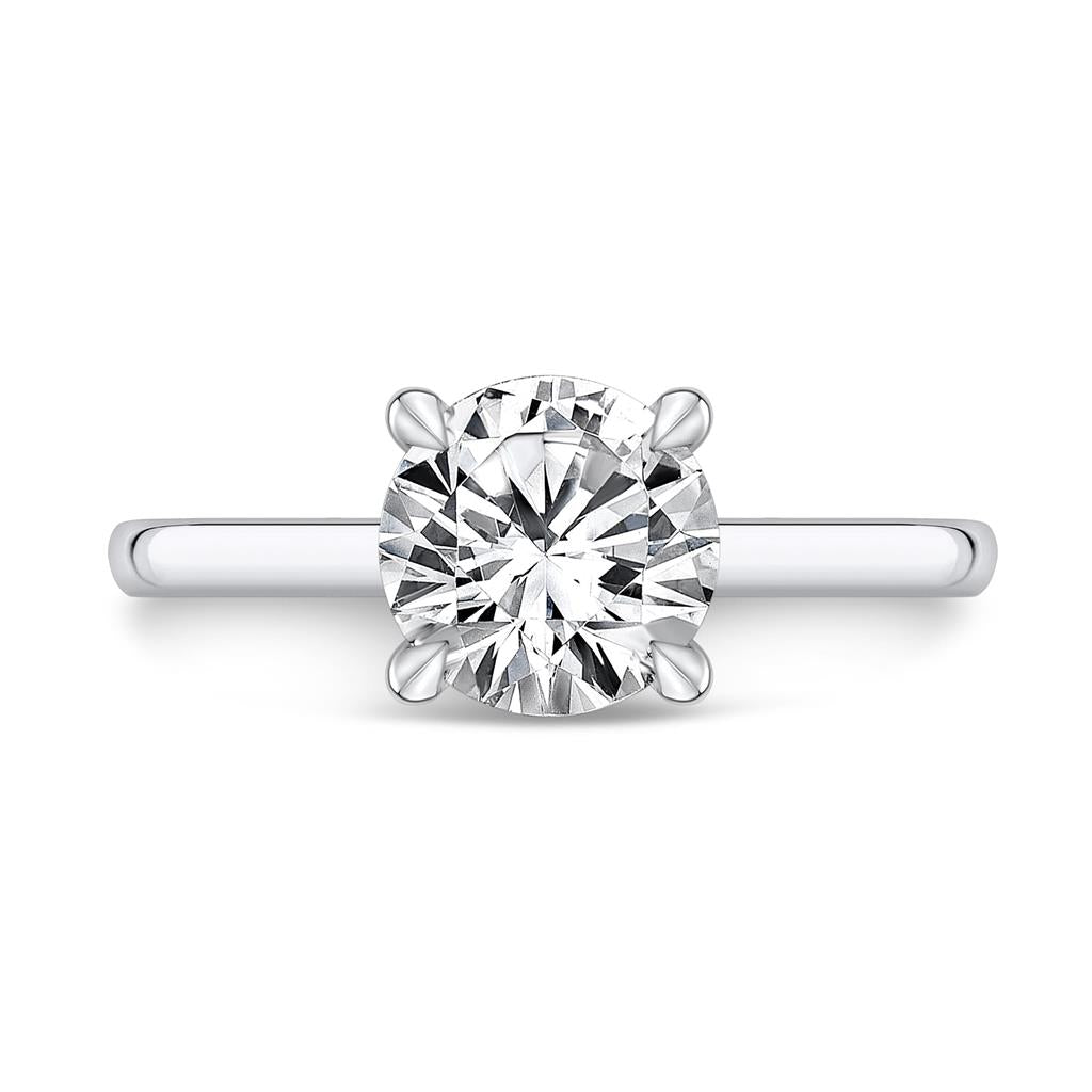 Hidden Halo Engagement Ring Mounting in 18K White Gold