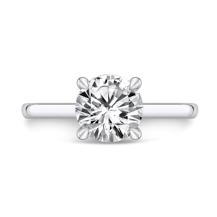 Hidden Halo Engagement Ring Mounting in 18K White Gold