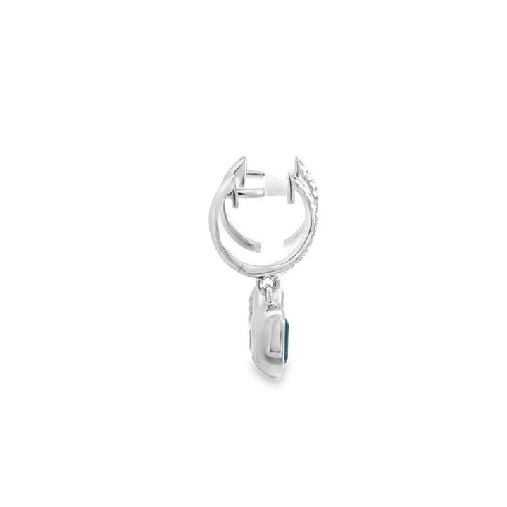 1.2 CTW Blue Topaz & 0.13 CTW Diamond Bezel Set Drop Earrings in 14K White Gold