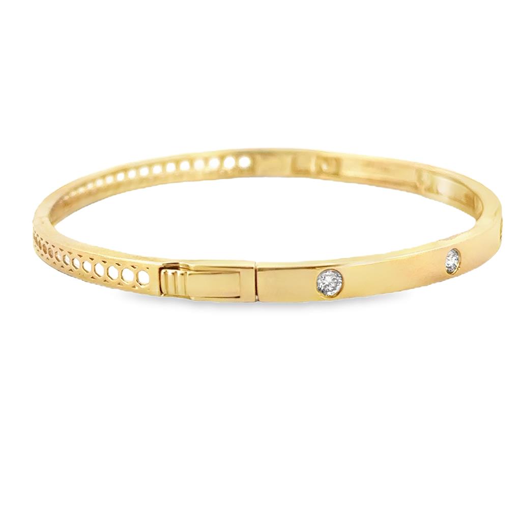 0.35 CT Diamond Etoile 14K Yellow Gold Hinge Bangle Bracelet