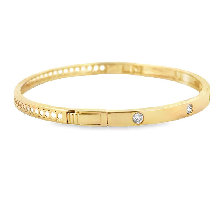0.35 CT Diamond Etoile 14K Yellow Gold Hinge Bangle Bracelet