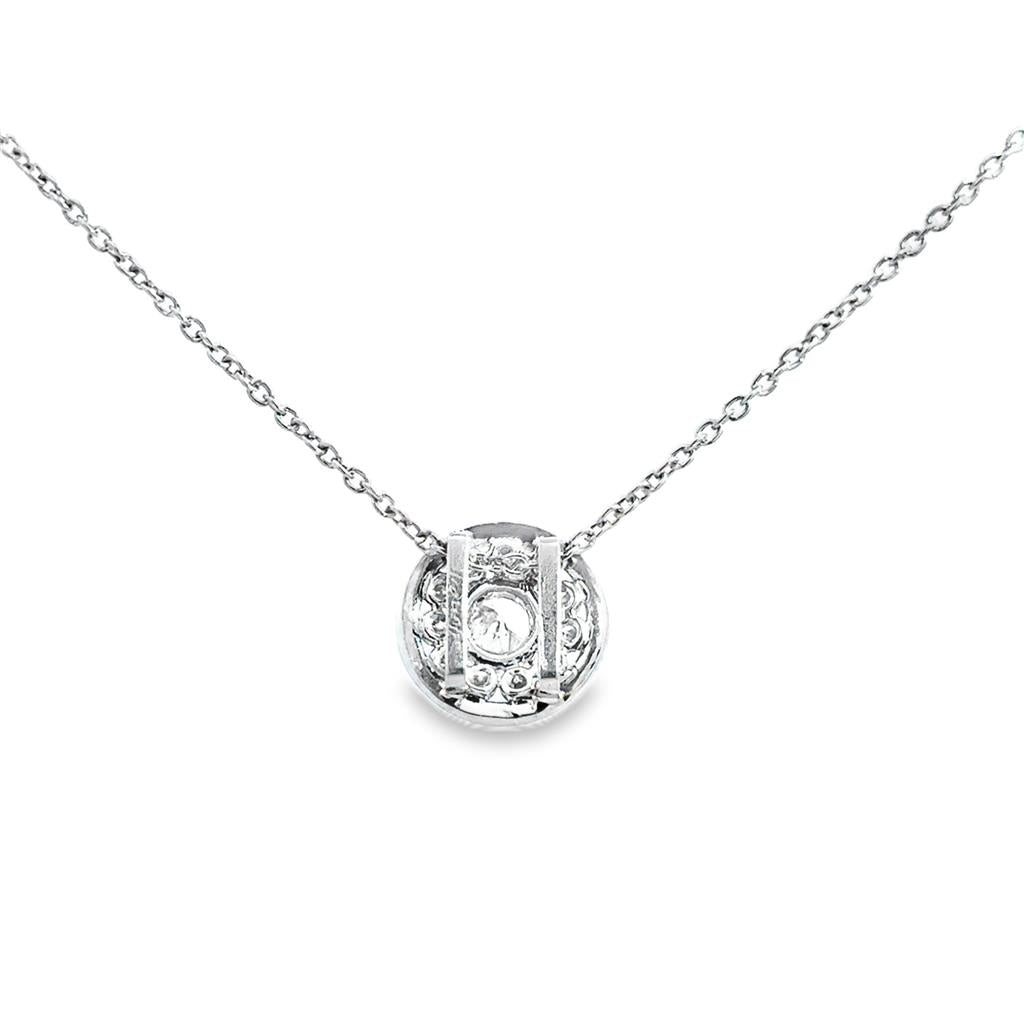 0.55 CTW Diamond Circular Station Pendant Necklace in Platinum