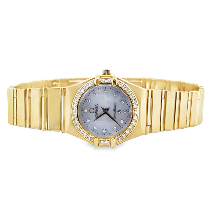 Omega Ladies' 18K Yellow Gold Watch with Diamond Bezel and Dial