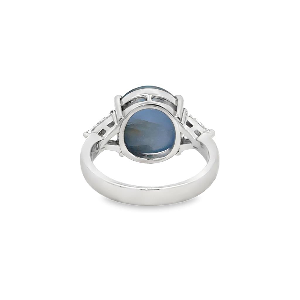 8.64 CT Blue Star Sapphire & 0.60 CTW Trillion Diamond Platinum Ring