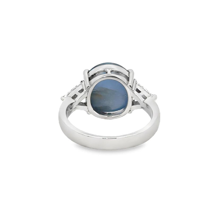 8.64 CT Blue Star Sapphire & 0.60 CTW Trillion Diamond Platinum Ring